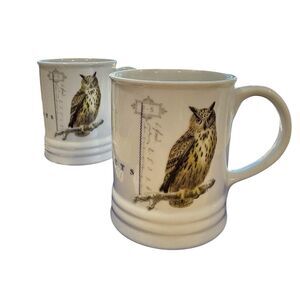 Fringe Studio Coffee Mugs 14oz Owl Porcelain Geometric Modern Fun Lot of (2) NEW